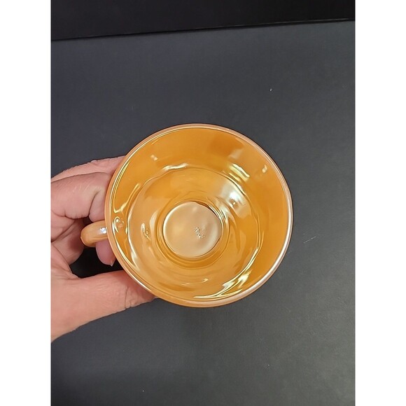 Vintage Termocrisa Peach Lusterware Coffee Cup Mug & Plate (6.5") - Picture 7 of 12